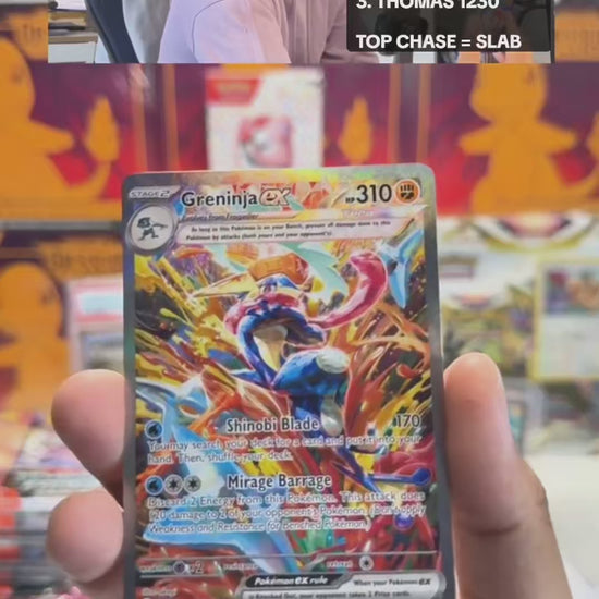 Greninja hit from Pokémon Twilight Masquerade booster pack pulled live during Pocket Market stream